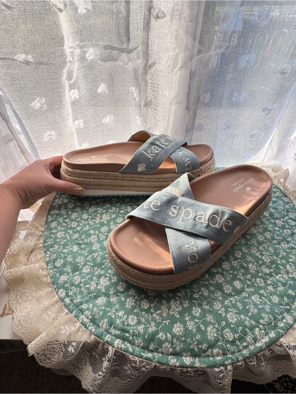 Kate Spade Denim Piper Espadrille Platform Slide Sandal